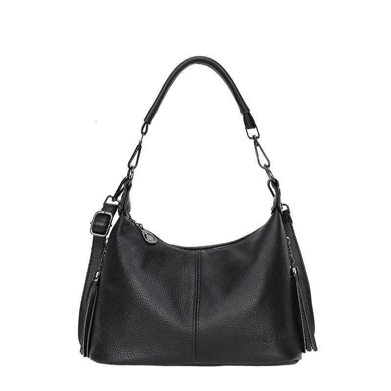 Genuine Leather Womens Bags Fashion Tassel Womens Handbags Crossbody Bags Womens Solid Colors Satchel Large Capacity Z250815