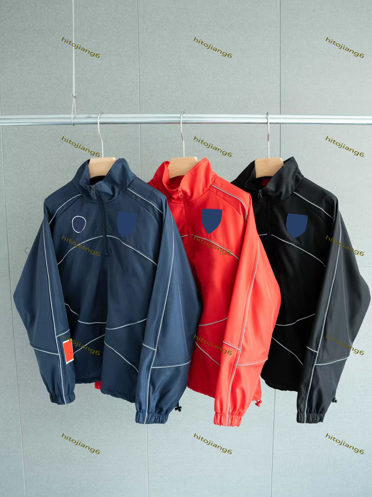 Men's Stand Collar Printed Sports Jacket Outerwear Man Retro Street Hip-Hop Trench Windbreaker Jackets