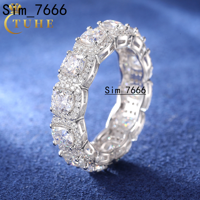 New Style Engagement Gift 925 Silver Rust Proof 6.5mm Vvs1 D Color Moissanite Hip Hop Bling Jewelry Rings With Gra Certified