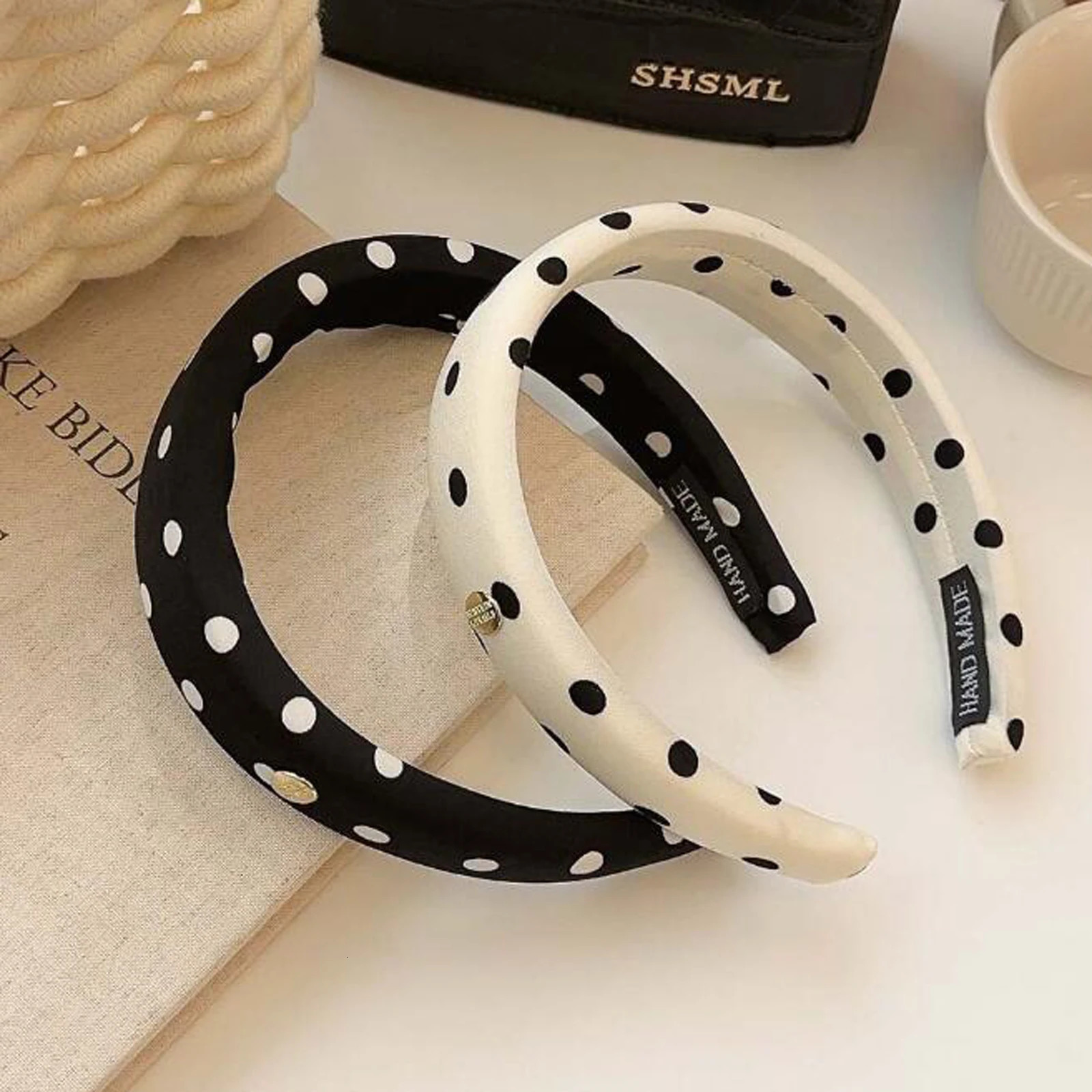 PROLY Fashion Headband For Women Casual Black White Point Hairband Soft Spongy Headwear Autumn Hair Accessories For Adult 250814