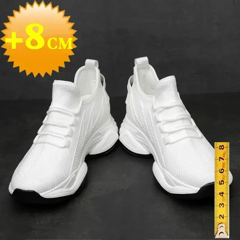 Augmentation des baskets pour hommes Chaussures d'aspiration décontractées 8 cm Chaussures augmentent les chaussures d'ascenseur respirant de 6 c