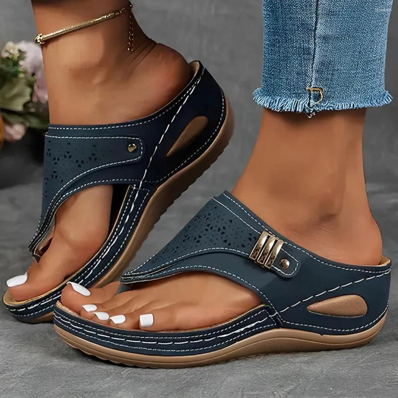 Sandals Customizable Solid Color Women's Slippers Summer Round Head Thick Bottom Hollow Outer Wear Human Character Des