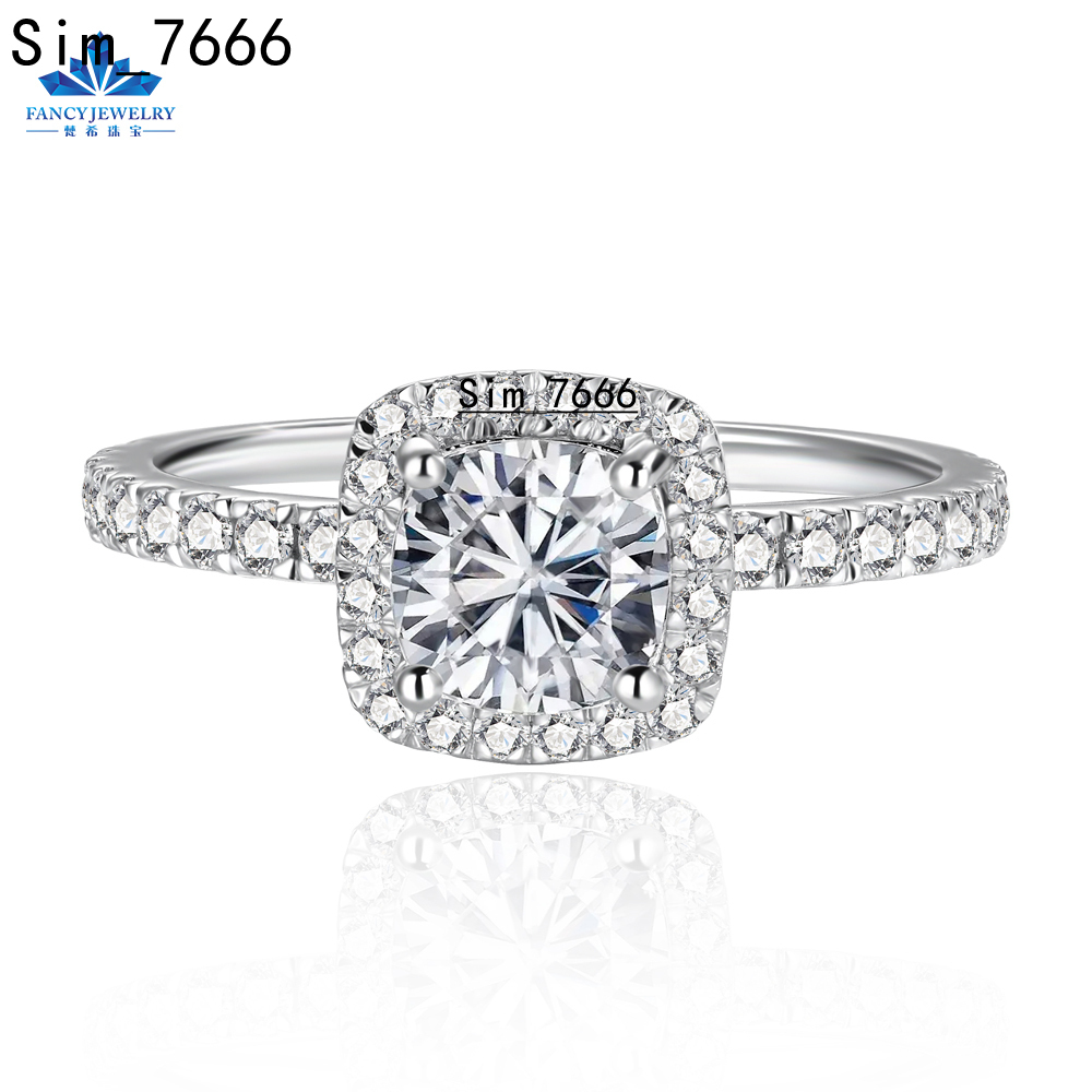 Wholesale Custom 925 Sterling Silver 3A Moissanite 6.5mm Moissanite Womens Wedding Ring Fashionable Moissanite Jewelry Manufacturer