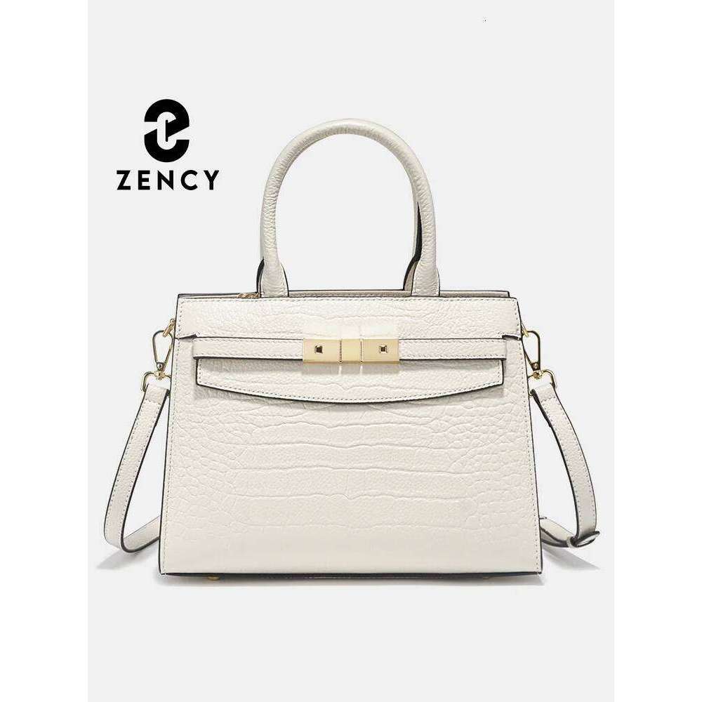 Designer Luxury Zency Ladies Cow Skin Fashion Handbags Genuine Leather Top Handle For Work Designer Texture Crossbody Mom Bag