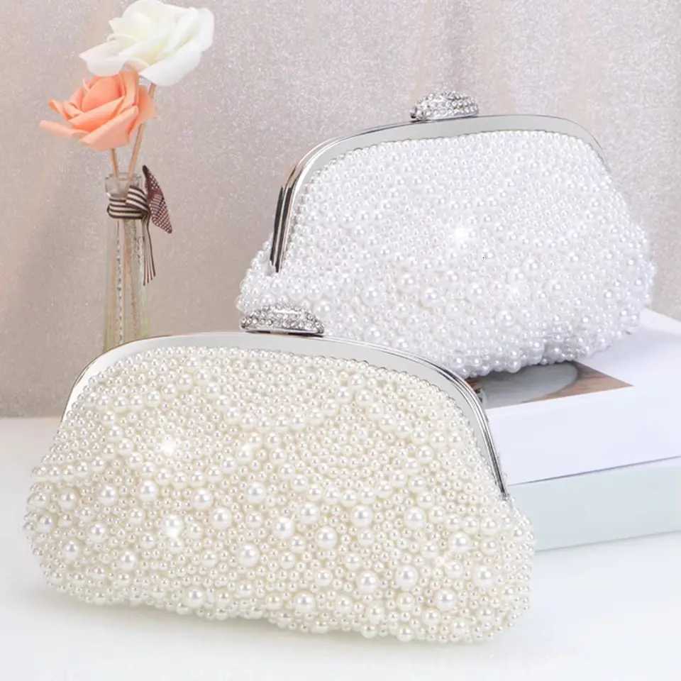 Shell Pearl Clutches Evening Bag Wedding Party Female Purse Bridal Handbag Dinner Banquet Bright Women Chain Shoulder Bag Z250815