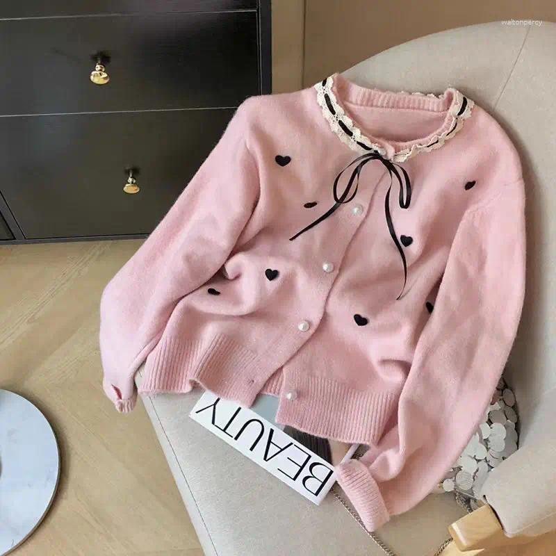 Pulls aux femmes Pull à manches longues du cou d'hiver Y2K Y2K Korean mignon High Street Aesthetic 2000S Fashion Retro Top Clothing