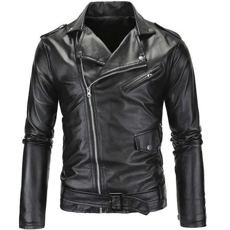 2023 Spring Autumn Plush New Leisure Fashion Men Leather Coat Slimming Coat Motorcycle Men Wear W250815
