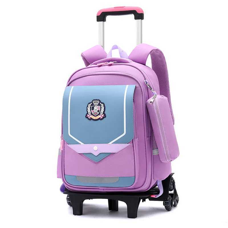 New British Style Rolling Backpack for Boys Girls Elementary School Bag with Wheels Travel Trolley Bag 2 and 6 Wheels Schoolbag X250815