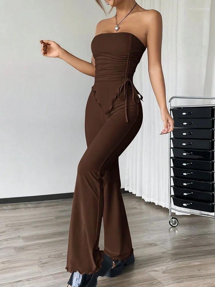 Pantalon de deux pièces pour femmes pantalons de mode de style fille sexy set ensemble de soutien-gorge d'été slim sans manches