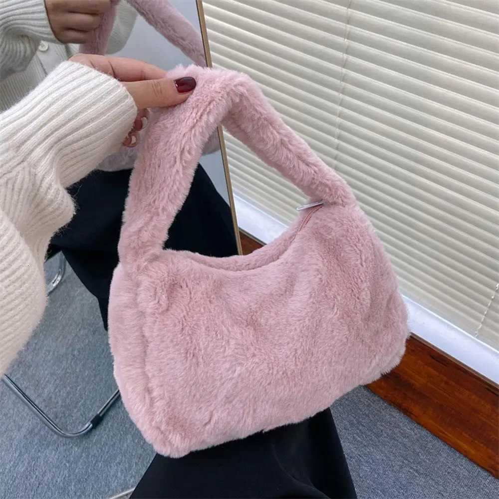 2K Soft Fur Shoulder Bag for Women Plush Handbags Solid Color Shoulder Underarm Bag for s Hobos Handbag Purse Bolsa Mujer Z250815