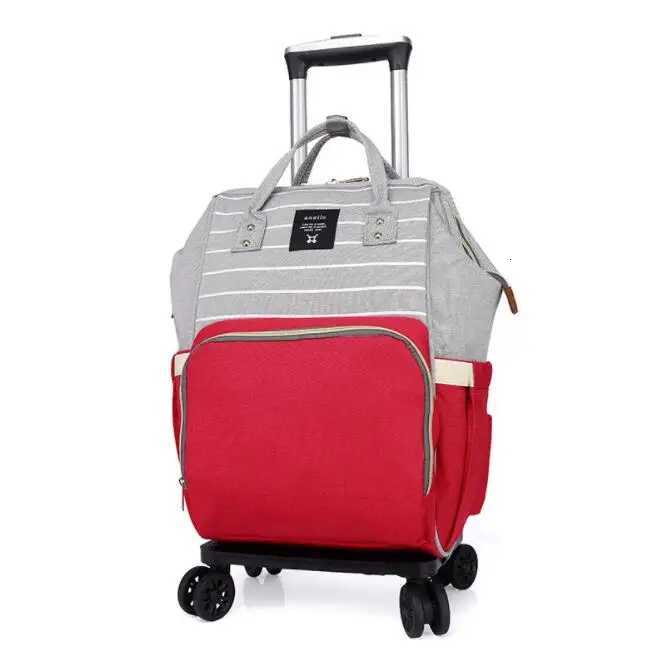 Sac de chariot de voyage pour femmes Sac maman avec roues couches de mère multifonctionnelles rouleaux pour rouler de voyage à bagages roulants x