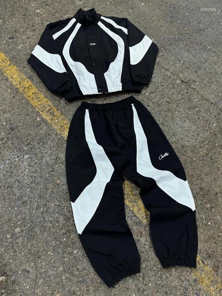Men's Tracksuits 2025 Autumn And Winter Color Blocked Embroidered Double-layer Jacket Sports Pants Trendy Brand Street Casual Set