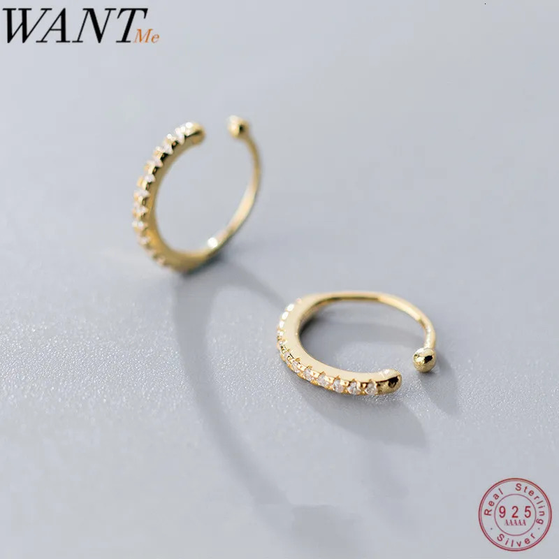 WANTME Genuine 100% 925 Sterling Silver U-shaped Clip Earrings Non Pierced Earrings Fashion Women Punk Rock Ear Cuff Jewelry250812