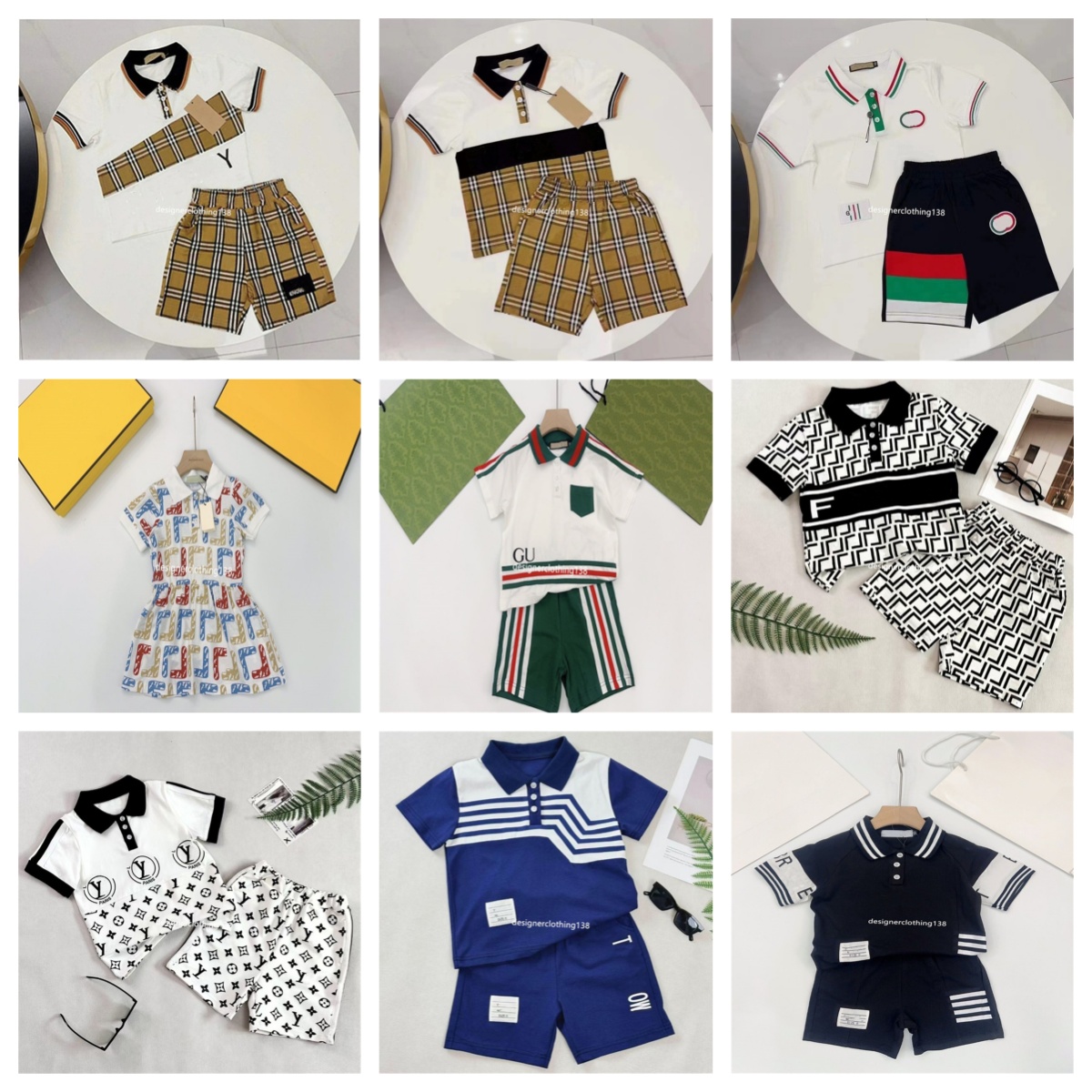 2025 Été Nouveau concepteur de costumes pour enfants Polo Coton Pure Coton High Quality's Shorts Sports Costume Taille de 90 cm-160 cm A111