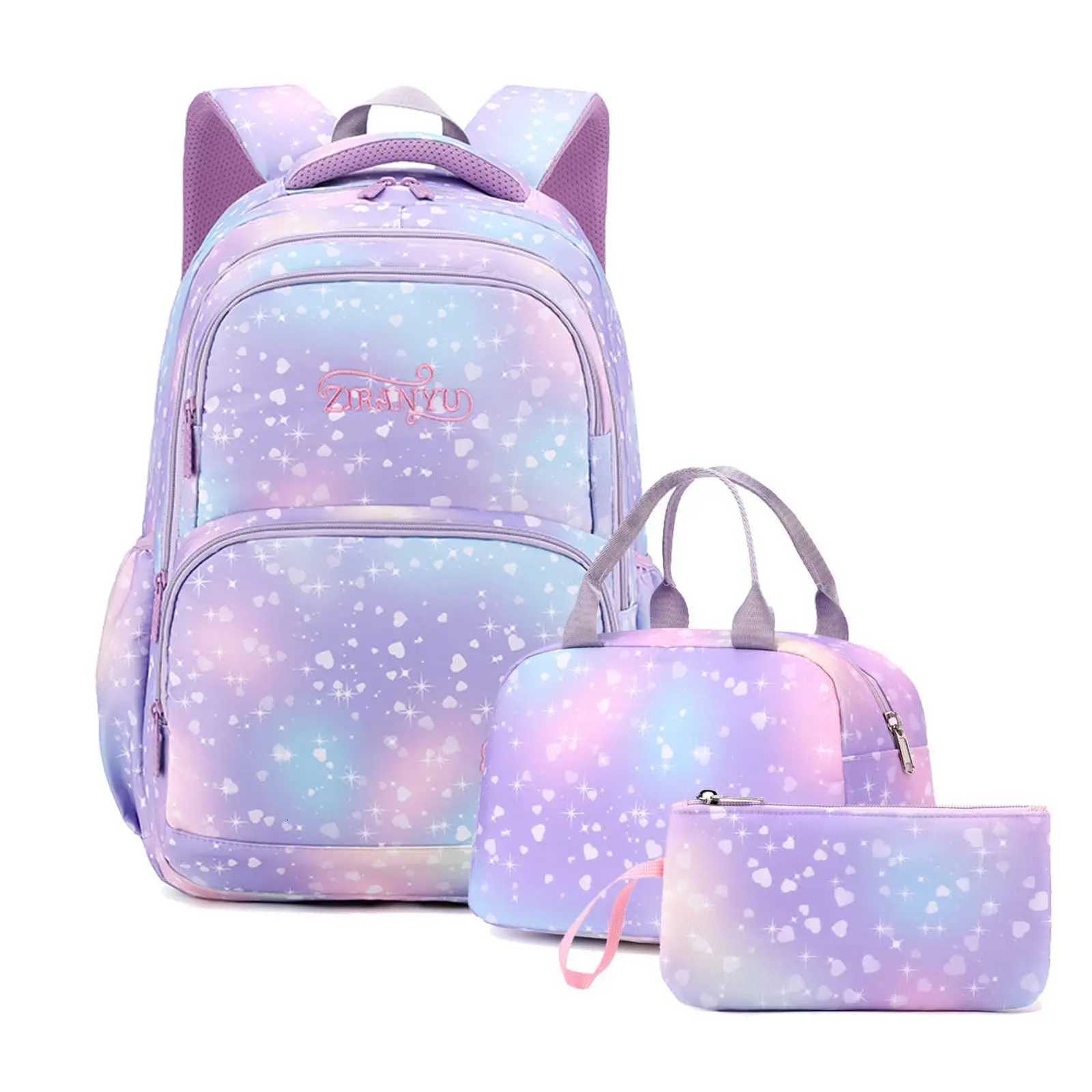 Sac à dos scolaire en 3 pièces pour les filles avec sac à lunch et boîtier au crayon 22 litres Sac à école respirante pour les adolescentes de la