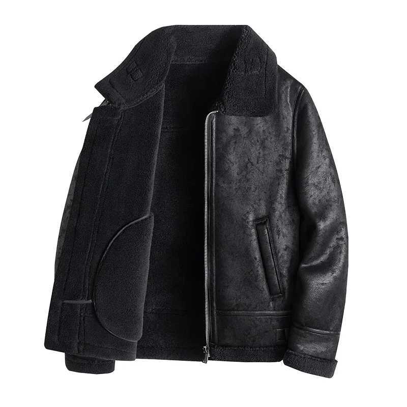 quai de qualité haute apparence fourrure combinaison intégrée combinaison masculine moteur en cuir en cuir à veste