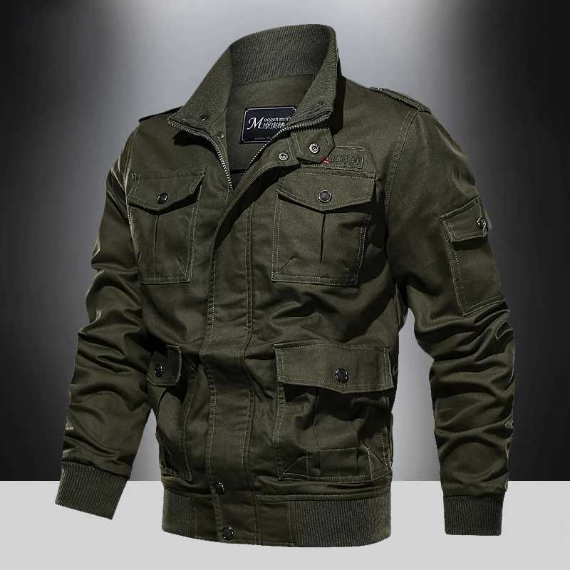 American Style Jacket for Mens Spring and Autumn 2024 New Multi Pocket Outdoor Pure Cotton Casual Work Jacket Stand Up Collar Top W250815