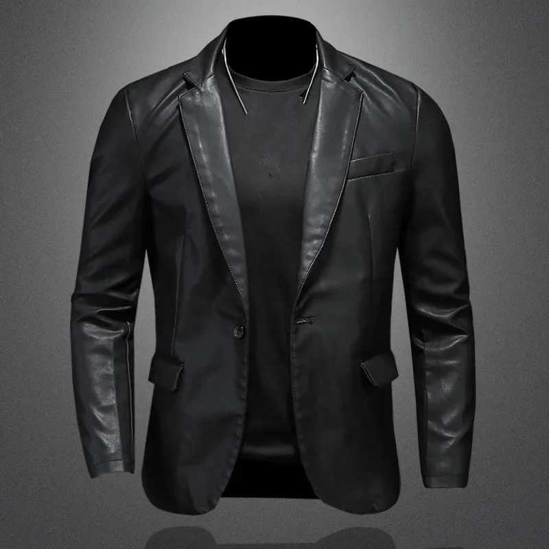 Leather Jackets PU Casual New Mens Slim Fit Motorcycle Coats Turn Down Collar Black Moto Biker Leather Suede Outerwear Men 5XL W250815