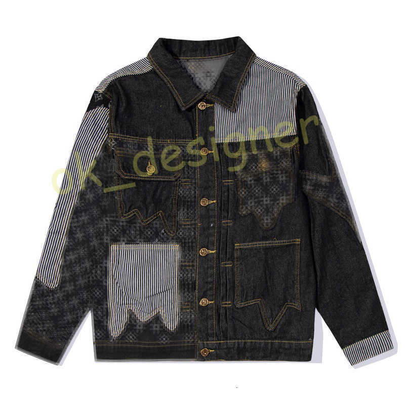 Designer denim Jacket coat for men Autumn Winter mens Denim Jackets Letter jean Loose hip hop Locomotive coat outwear coats Denim Multi-Spliced Jack