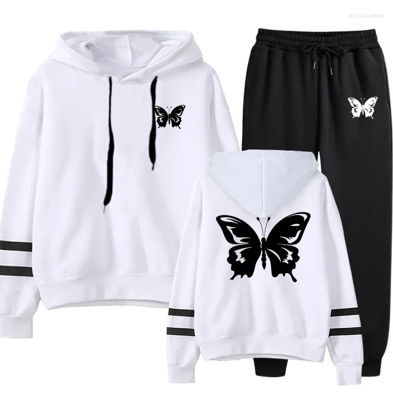 Women's Two Piece Pants Sports Suit Stripe Set For Women 2025 Loose And Comfortable Casual Hoodie Daily Jogging Tracksuit Matching