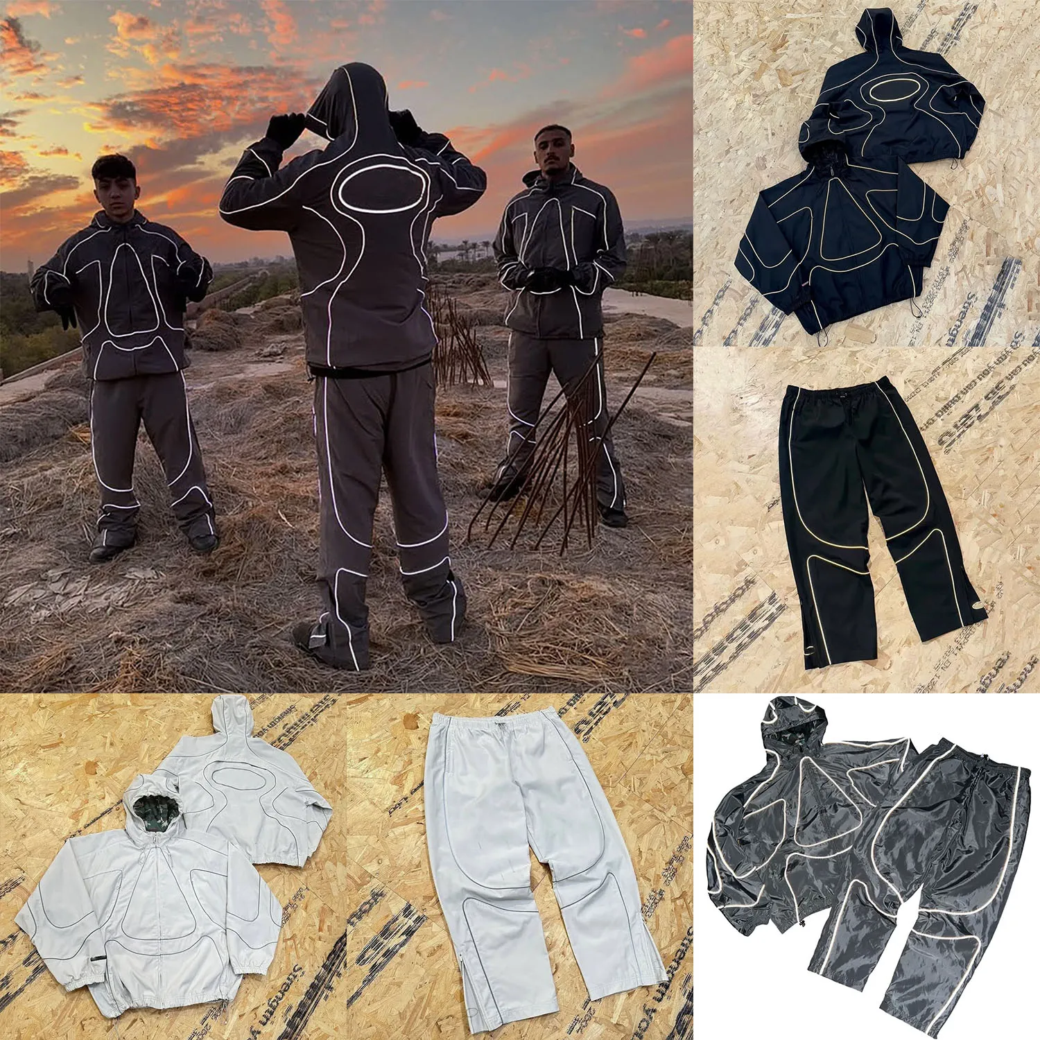 Designer Tracksuit Reflective Windbreaker Vintage Track Jacket Drawstring Women Joggers Waterproof Set for Men Streewear