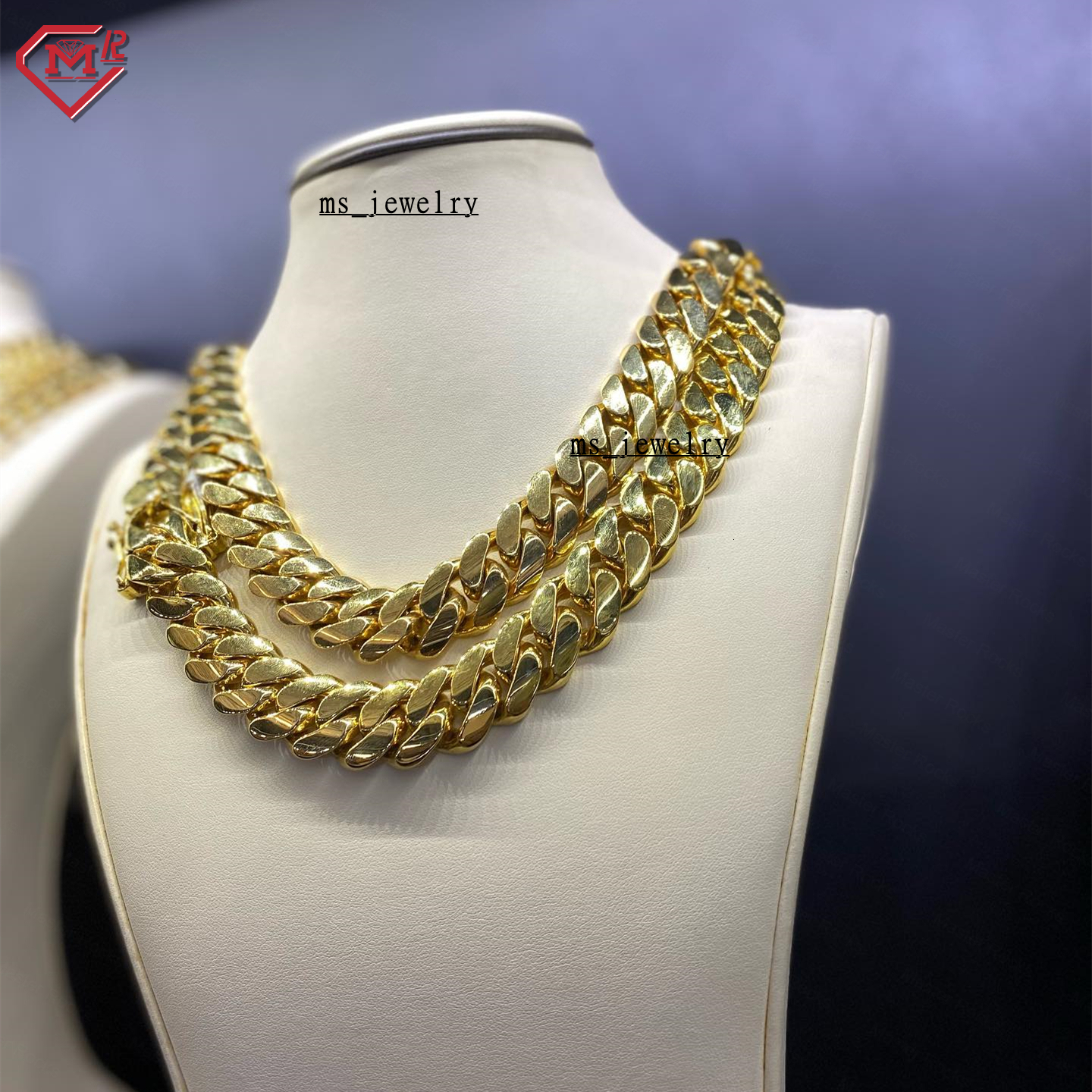 10K 14K 18K Gold Plated Cuban Chains Hollow Hip Hop Custom Moissanite Clasp Men 6mm-15mm Cuban Link Chain