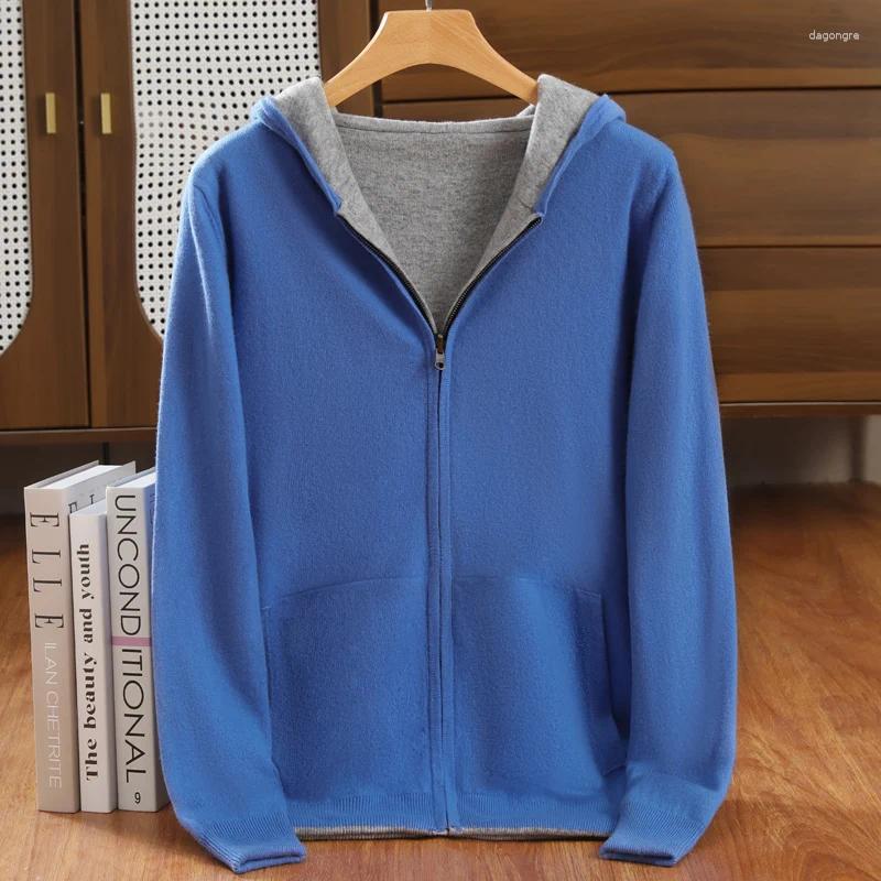 Chandards masculins ATTYYWS 2025 Cardigan 100 Pull à capuche en tricot en laine Automne décontracté et manteau d'hiver à manches longues