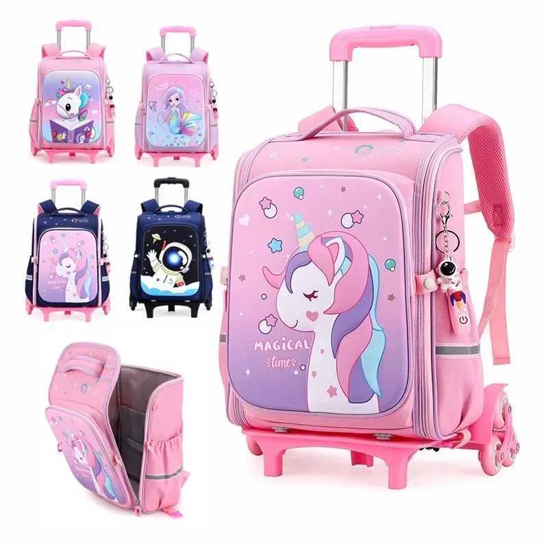 Childrens Wheeled Backpack School Bags for Girls Rolling Backpack Bag for Boys School Trolley Bag Wheeled Backpacks Child Girl X250815