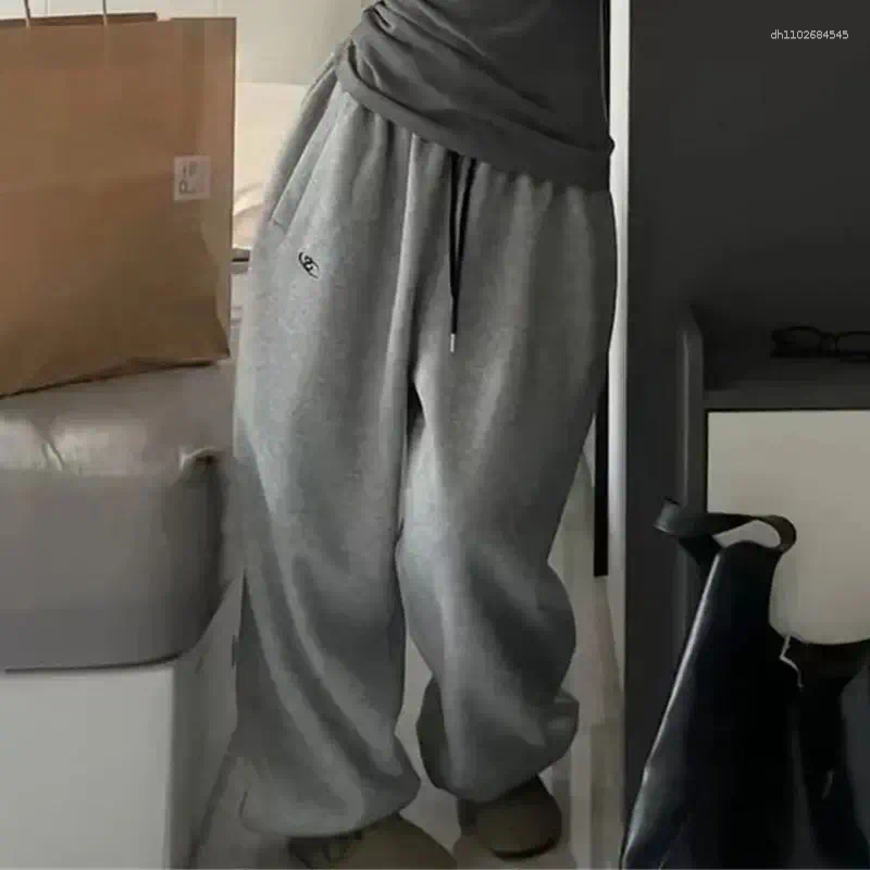 Women's Pants Winter Baggy Drawstring Trousers Streetwear Fleece Sweatpants Women Oversized Joggers Harajuku Korean Casual Thick Wide Leg