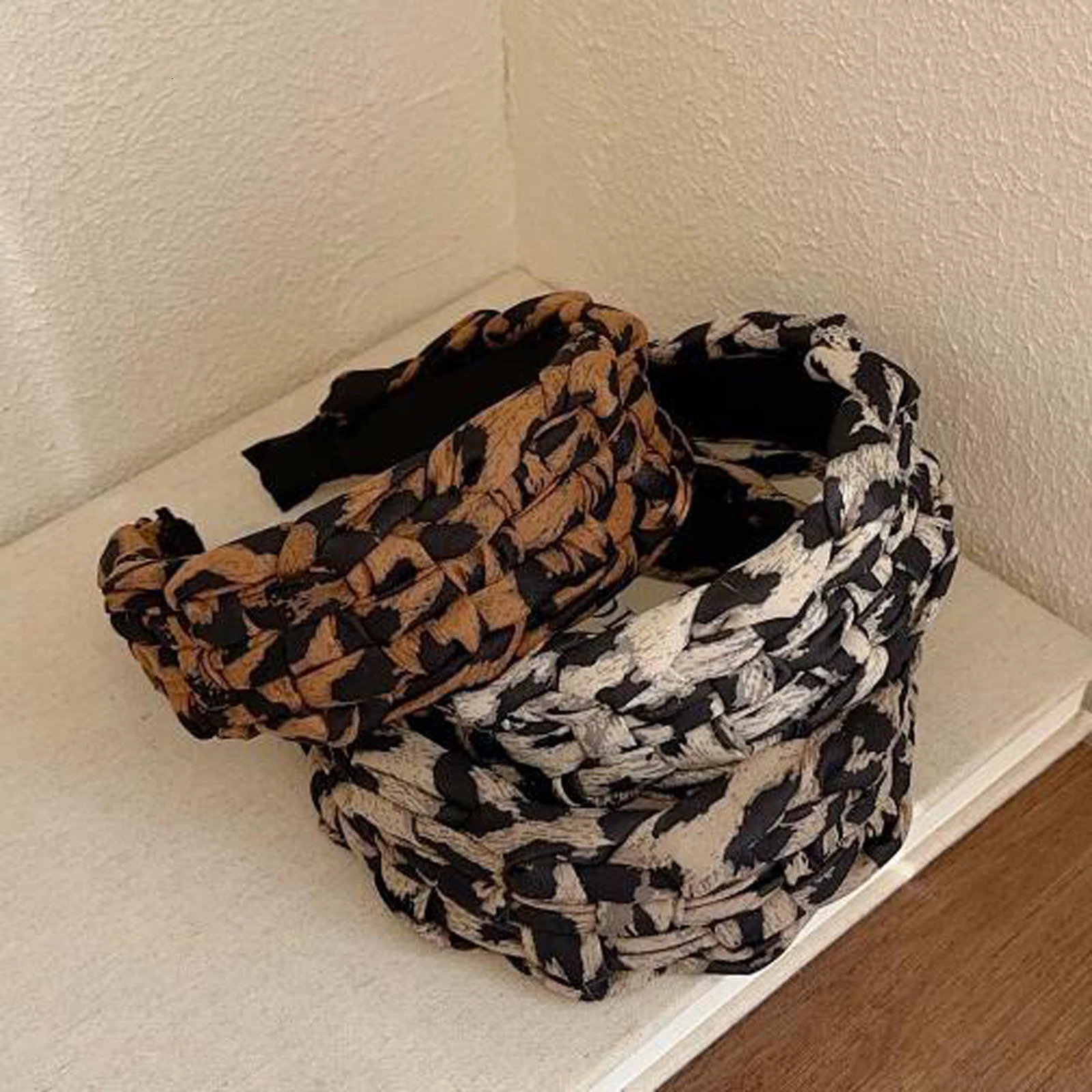 PROLY Fashion Headband For Women Wide Side Braided Turban Classic Leopard Hairband Autumn For Adult Hair Accessories 250814