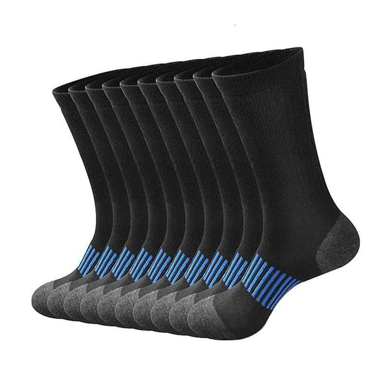 10 pairs of mens four-season simple striped breathable sports socks mens black and white running socks mid-length socks XJ250815