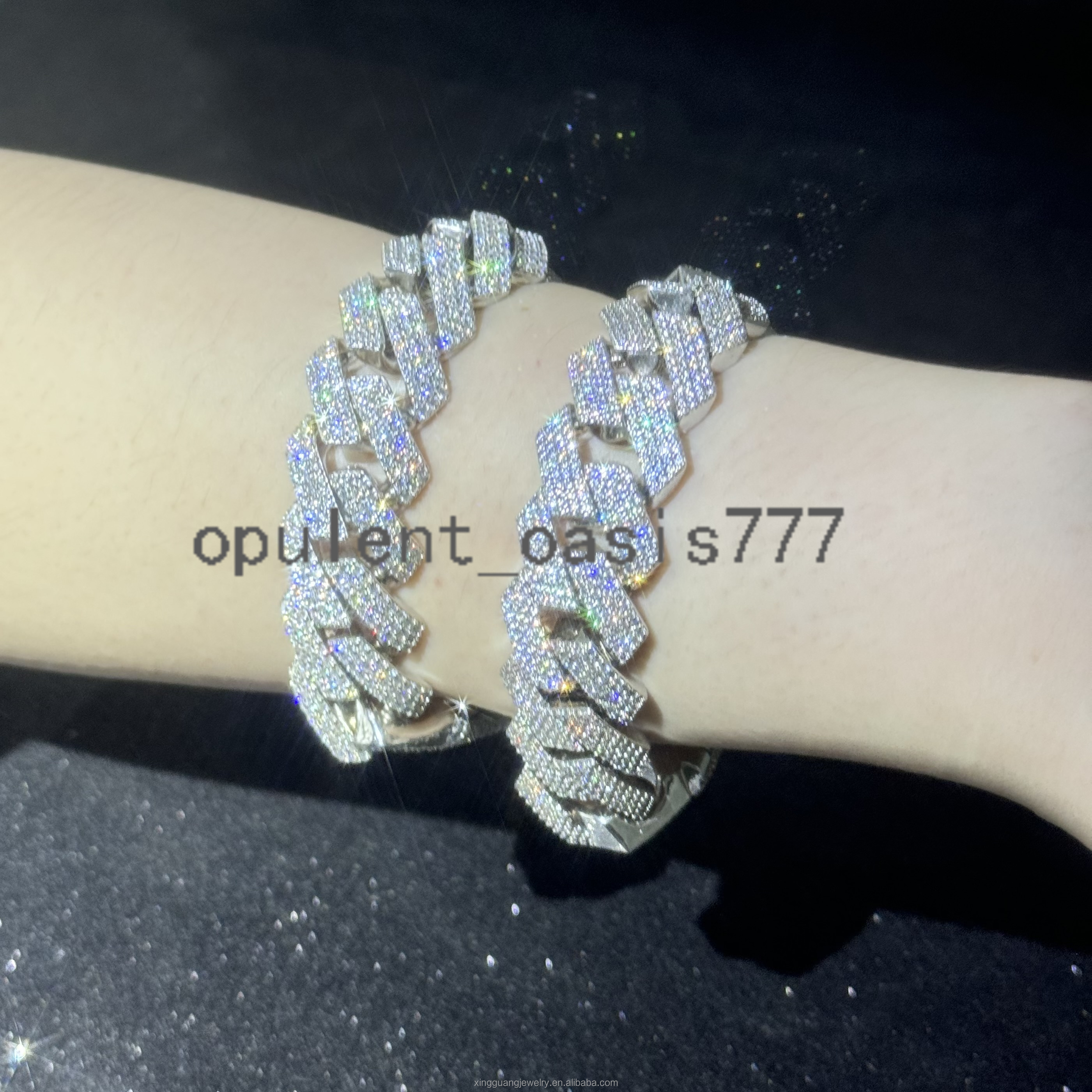 Iced Out 20mm Moissanite Cuban Chain Bracelet Silver Plated Gold Fine Jewelry Bracelet Bangle for Men
