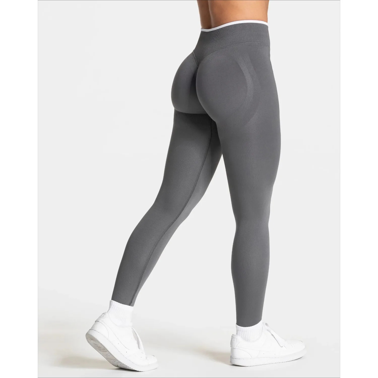 Womens Seamless Gym Solid Color Sports Pants White Edge Waist Tight High Waist Hip Lifting Yoga Pants Running Exercise Pants250813