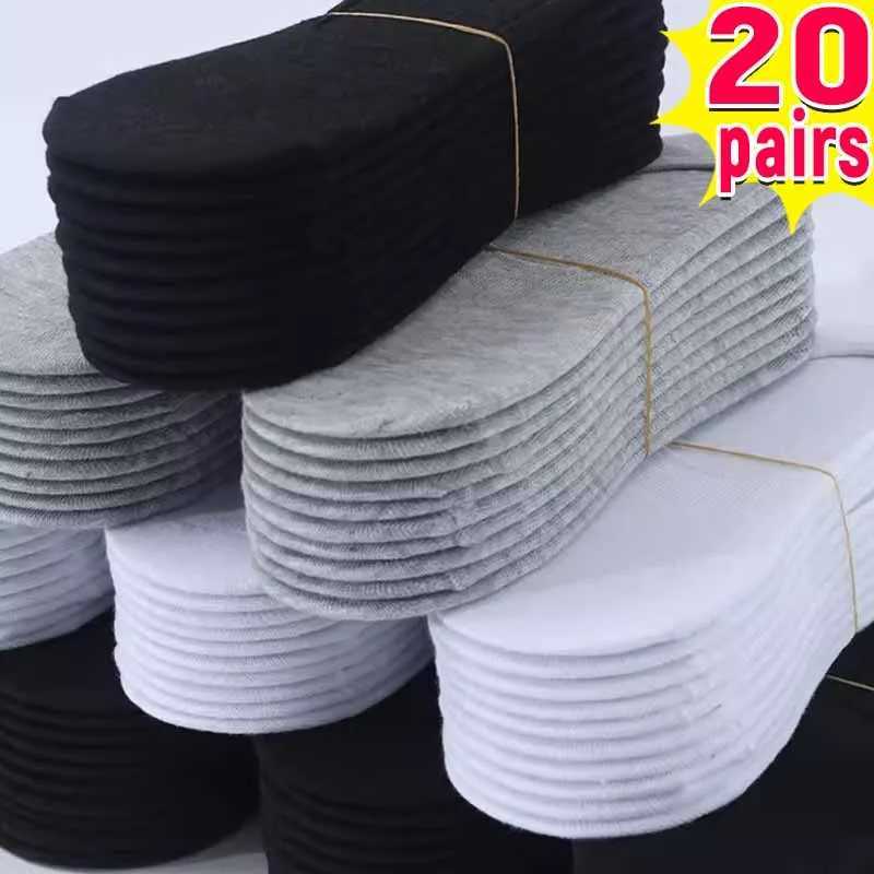 20 Pairs Invisible Socks for Men Ankle Short No Show Low Cotton Black White Non-Slip Silicone Summer Thin Breathable Socks W250815