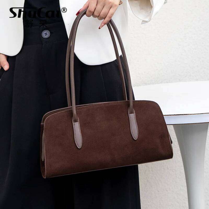 Matte Suede Genuine Cow Leather Big Women's Shoulder Bag Designer High Quality Huge Commute Travel Ladies Handbag Cowhide 250815
