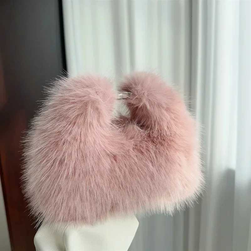 Faux Fur Ladies Shoulder Bags Soft Plush Female Evening Clutch Purse Handbags Womens Small Tote Fluffy Crossbody Bag Z250815