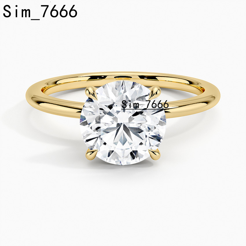 Star Dust Round Cut Lab Lab Grown Diamond Solitaire 14K Bague de fiançailles en or Binerie de mariage en diamant simple pour la mariée