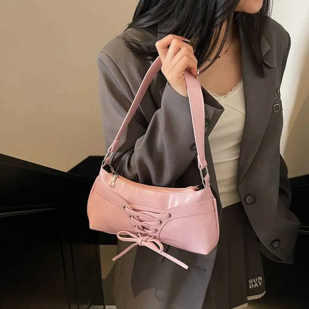 Fashion Bow Tie Shoulder Bag Designer Y2k Armpit Bag Sweet PU Leather Women Handbag Ladies/ s Z250815