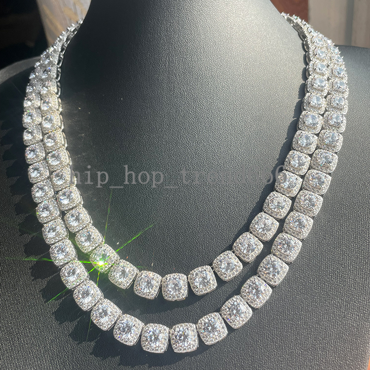 Customized Fashion 8mm Sterling Silver baguette Shape d Color Moissanite Diamond Cuban Chain for Jewelry Gift