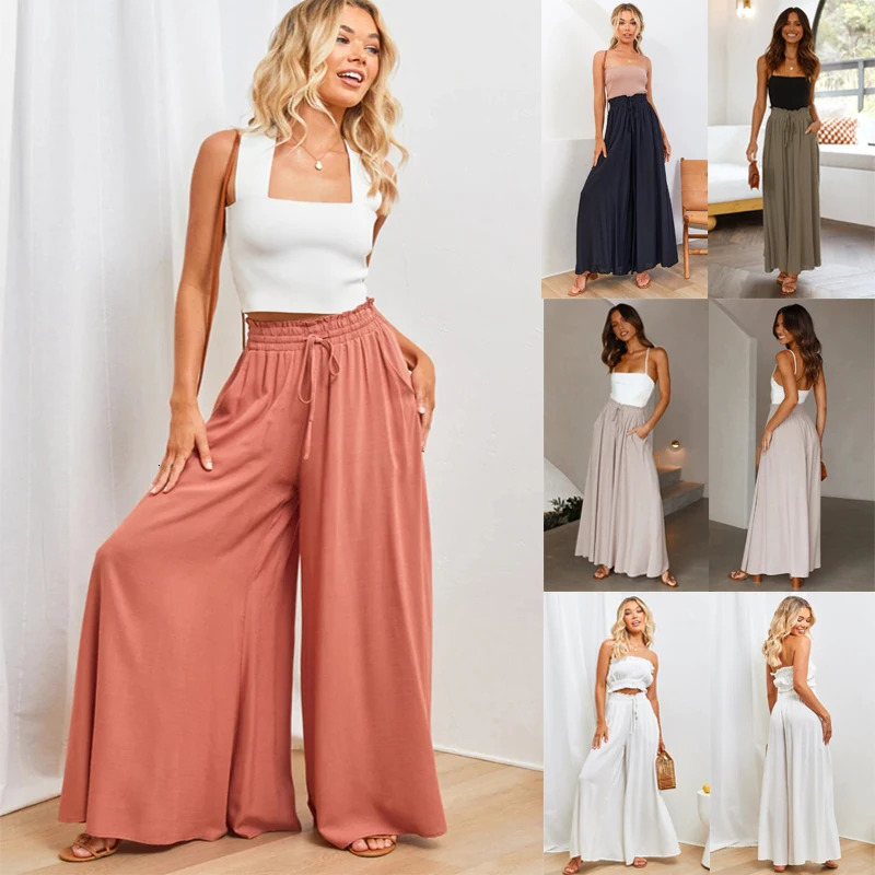 Pantalon de jambe d'été pour femmes avec ceinture élastique250813