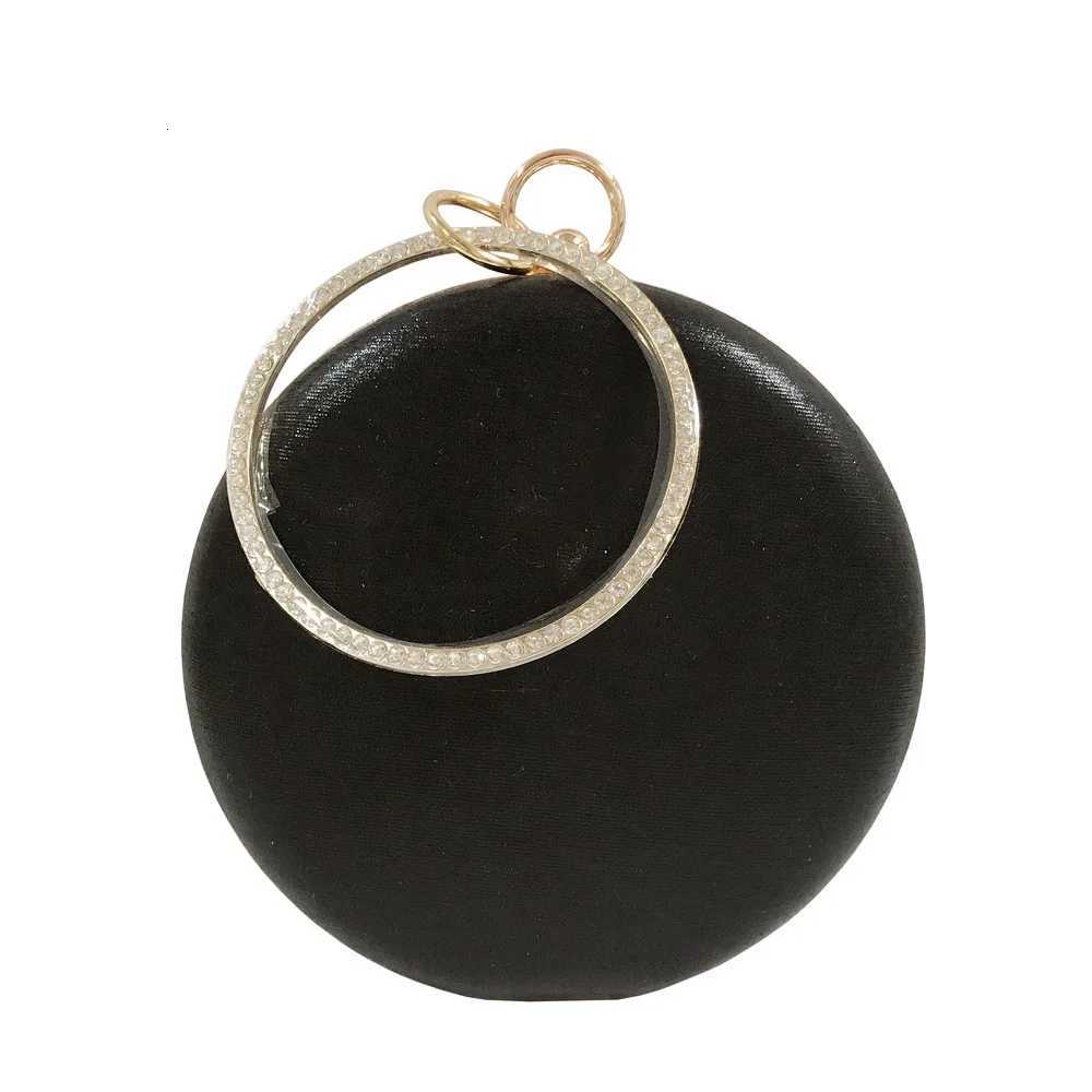 round box PU dinner bag simple leather clutch bag with diamond bracelet banquet chain versatile womens bag for formal occasions Z250815