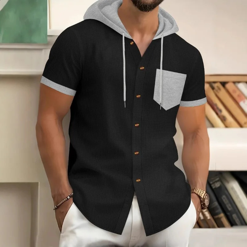 Couleur solide pour hommes Summer Couleur à capuche Veste cardigan décontractée 250814
