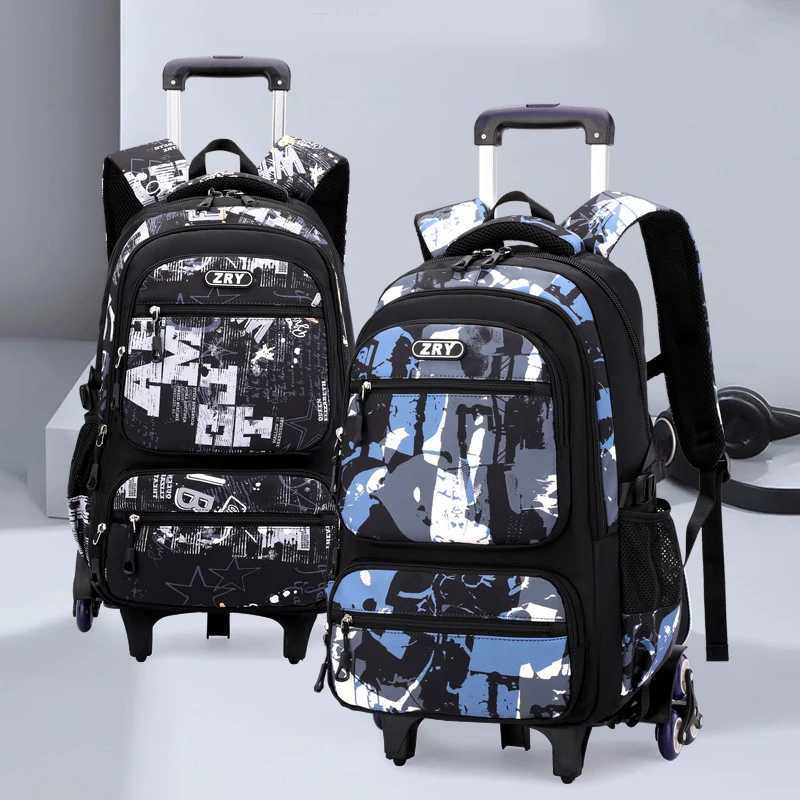 Children School Backpack with Wheels Rolling School Bag for Boys Kids Wheeled Backpack Trolley Bag Students Backpack Bookbag X250815