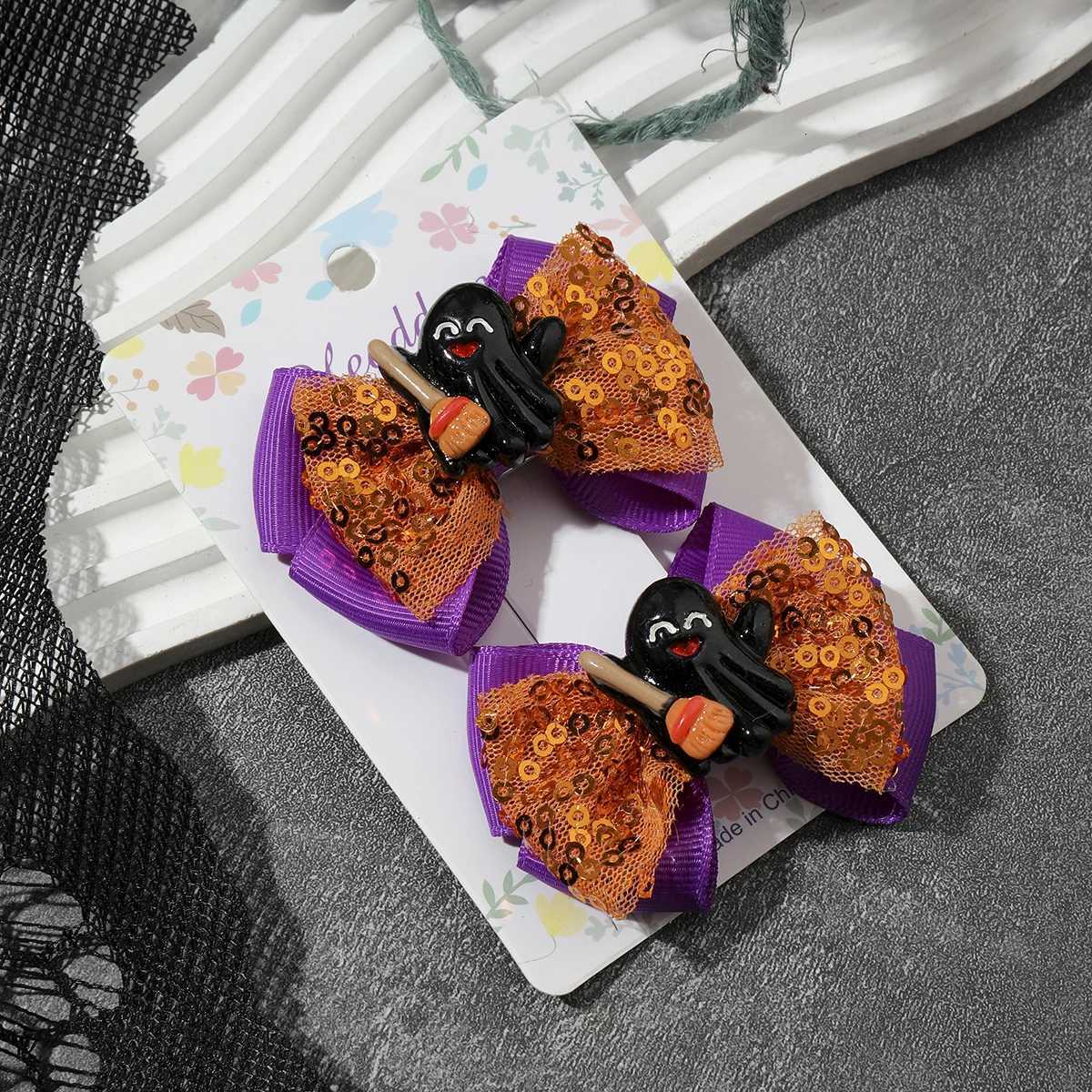 2PCS New Cute Fashion Halloween Bow Lovely Girls Hairpins Children Headwear Hairgrip Hair Clips Hair Accessories Z250815