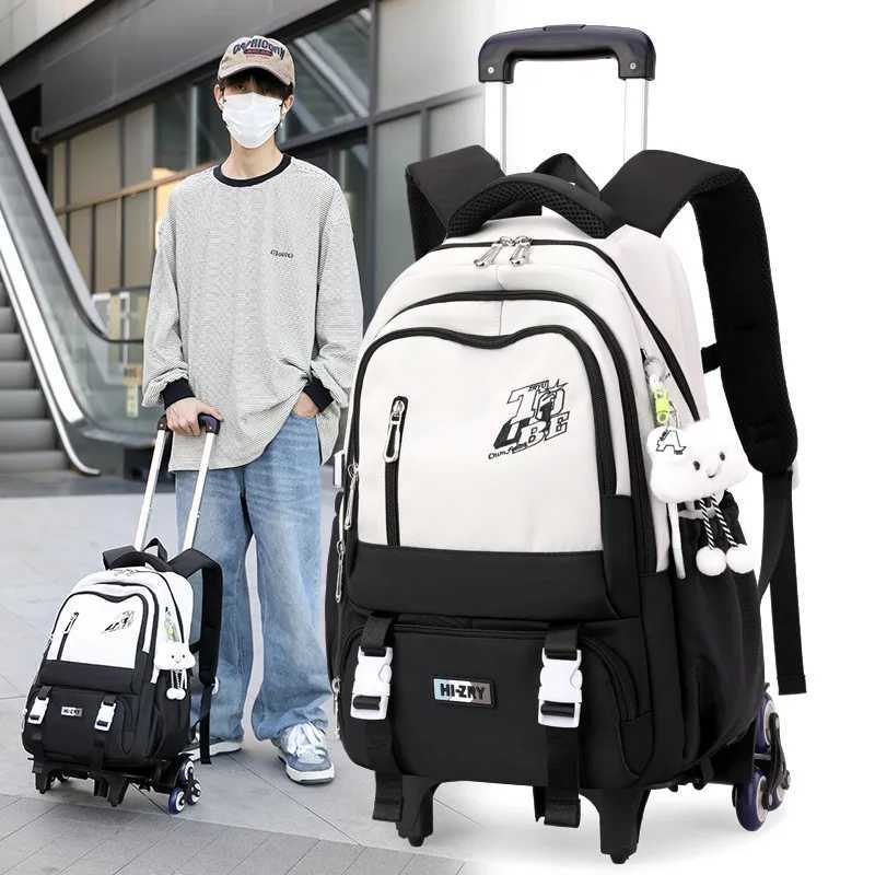 2/6 Wheeled Backpack Trolley School Bags Travel Trolley for Girls Boys Students X250815