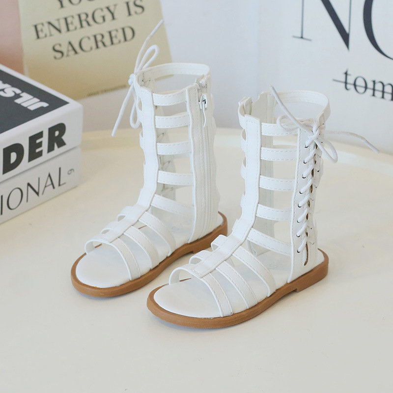 Summer New Hollow Girl Roman sandals Open Toe Tide Models High Help Sandals Non-Slip Children Shoes High Quality Shoes Size 21-30