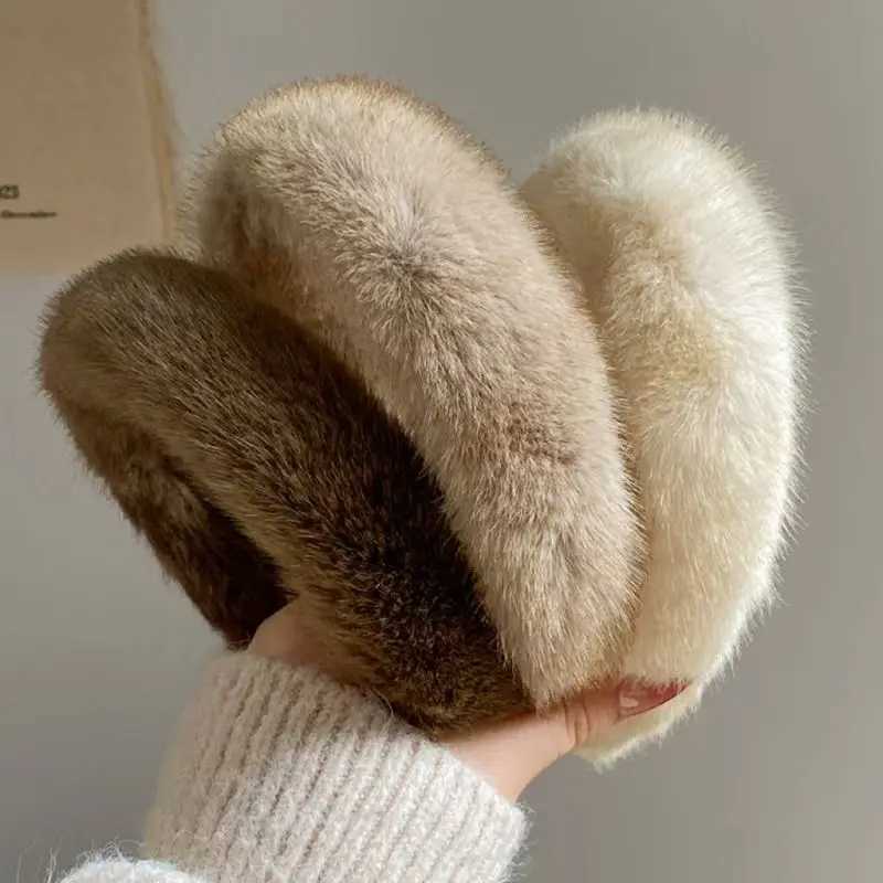 1pc Womens Thick Mink Fur Headband with Autumn and Winter Fur Wide Edge and Winter Fur Mink Fur Solid Color Headband Z250815