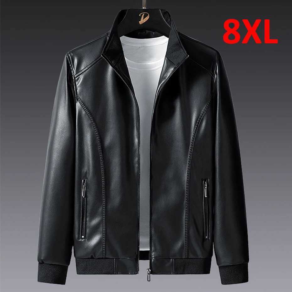Vestes en cuir de couleur unie grande taille plus taille plus taille SHSL 8xl pu veste hommes manteau en cuir veste de cargaison de moto décontra