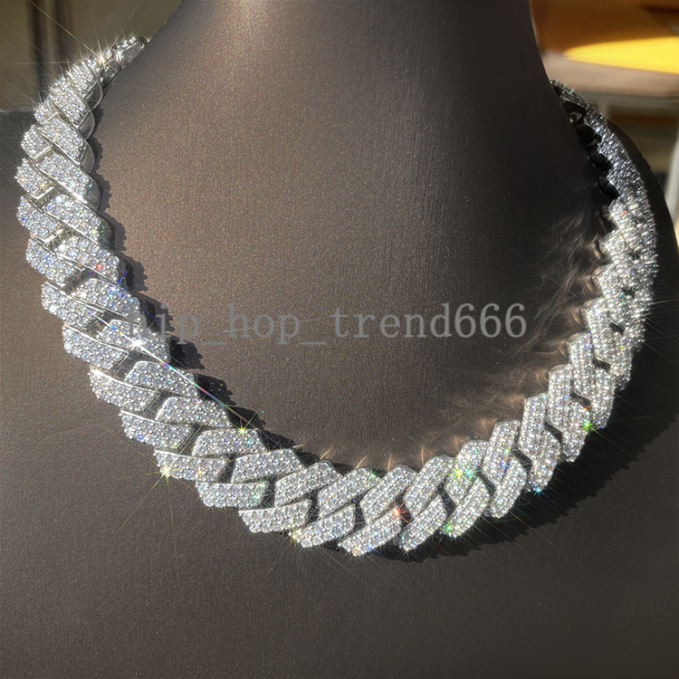 Hip Hop Chain Sterling Silver Pass the Diamond Test Moissanite Diamond Gold Plated Cuban Chain for Men Necklace