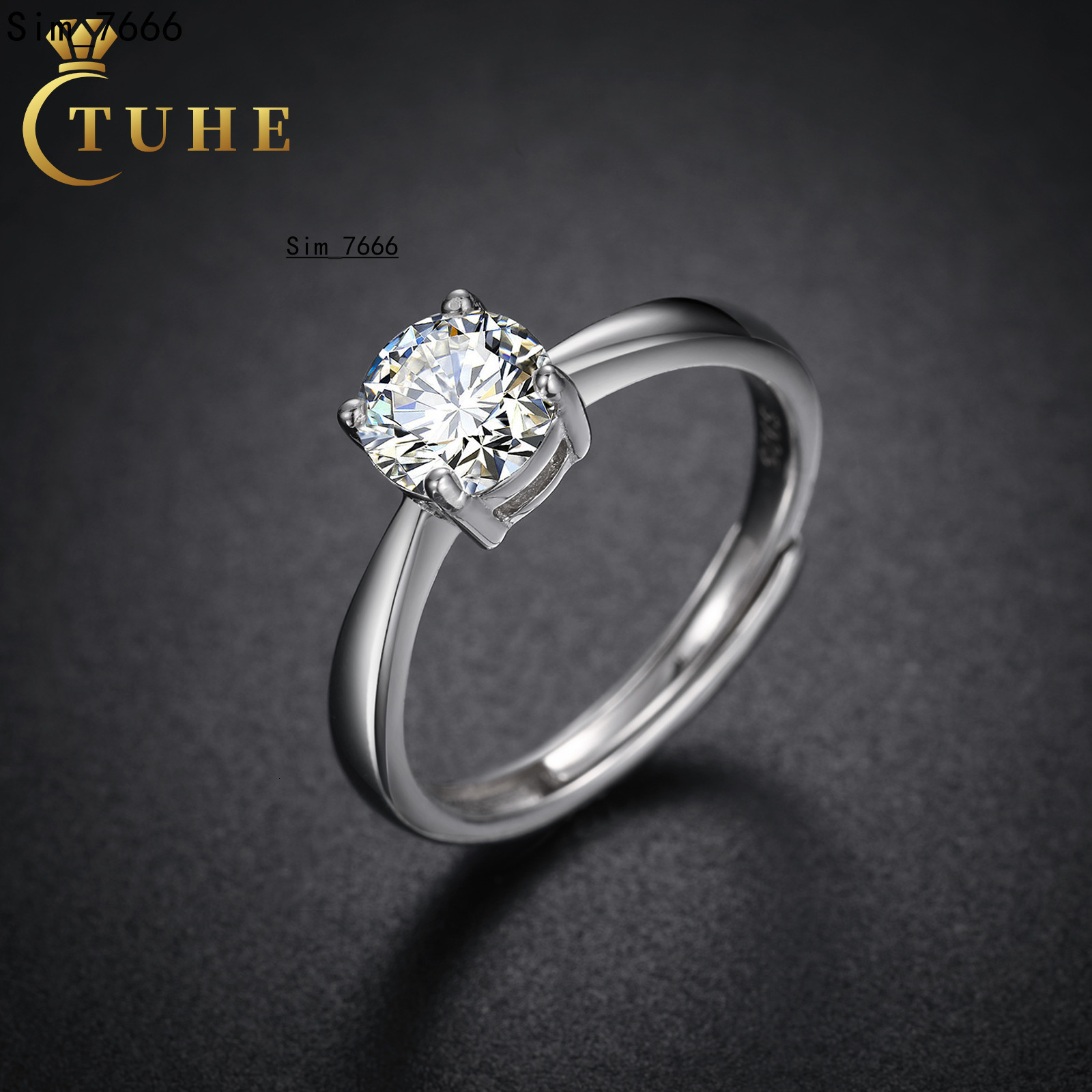 Elegant Women Wedding Jewelry 925 Sterling Silver 6.5mm VVS Moissanite Center Gemstone Engagement Ring